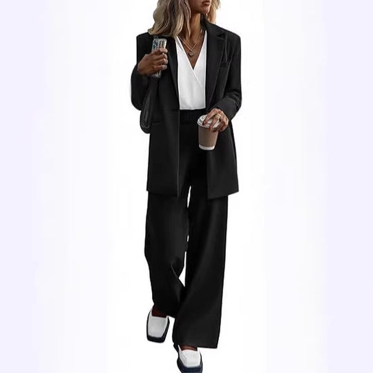 Damen Oversize-Hosenanzug mit Longblazer und weiter Bundfaltenhose Shop Nory