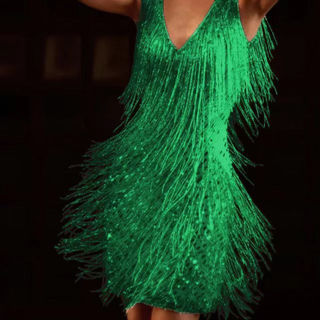 Rüschenquast V-Ausschnitt Ärmelloses Minikleid