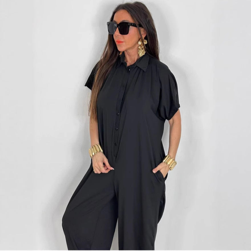 Damen LEOPARD-Muster Jumpsuit mit lässigem Schnitt und praktischen Taschen Shopnory