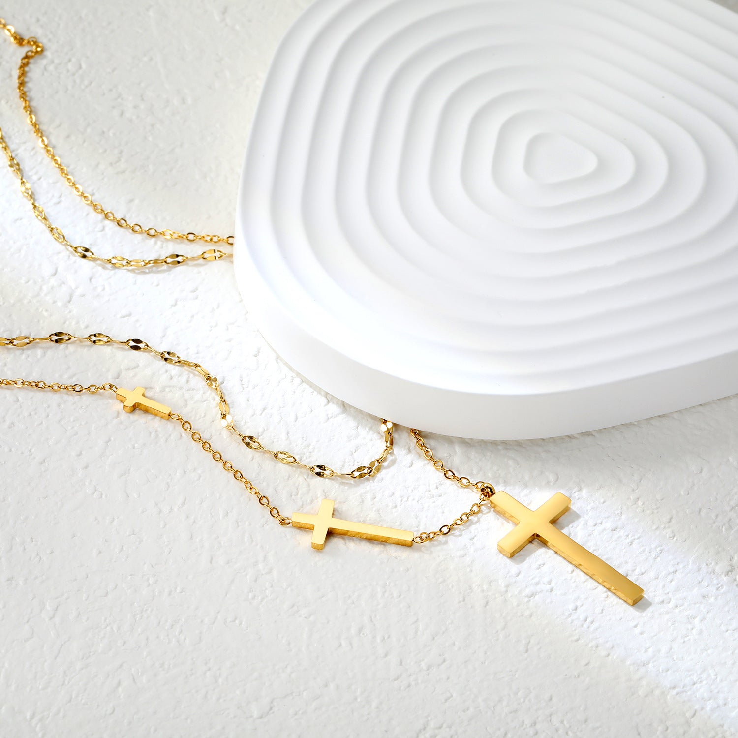 Damen mehrlagige Kreuz-Halskette mit goldplattierten Anhängern Shop Nory