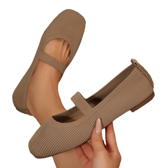 Damen Strick-Ballerina mit elastischem Riemen und flexibler Sohle Shop Nory