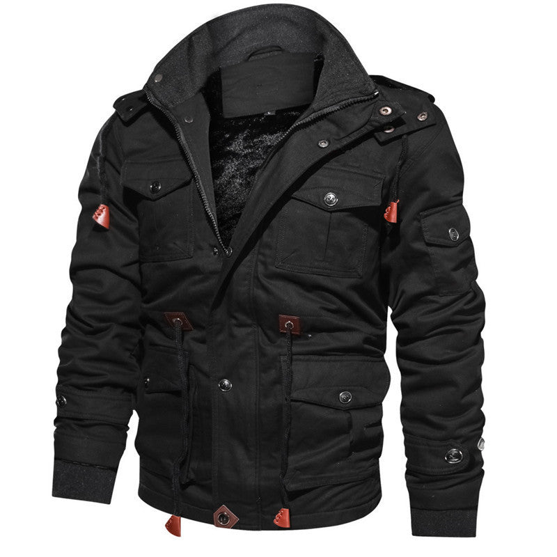 Herren Multifunktionaler Canvas-Zwischenlagenparka mit Teddyfleece-Innenlage und Utility-Taschen Shop Nory