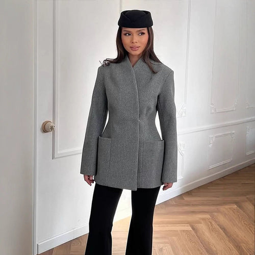 Damen Figurnaher Wollmix-Mantel im Cocoon-Schnitt mit verdeckter Knopfleiste Shop Nory