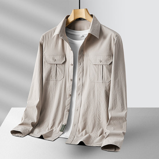 Herren Leichtes Utility-Overshirt aus Baumwollmix mit Brustklappen und entspannter Passform Shop Nory