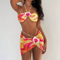 Damen Bikini-Set mit Blumenmuster und raffinierter Wickelrock