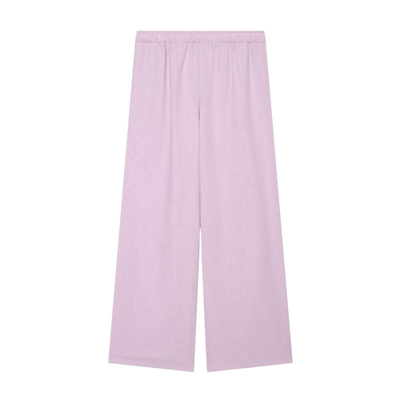 Damen Weite Palazzo-Hose mit elastischem Bund und fließendem Leinenmix Shop Nory