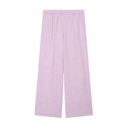 Damen Weite Palazzo-Hose mit elastischem Bund und fließendem Leinenmix Shop Nory