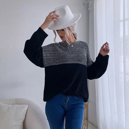 Damen Weit geschnittener Grobstrickpullover mit Raglanärmeln und Rundausschnitt Shop Nory
