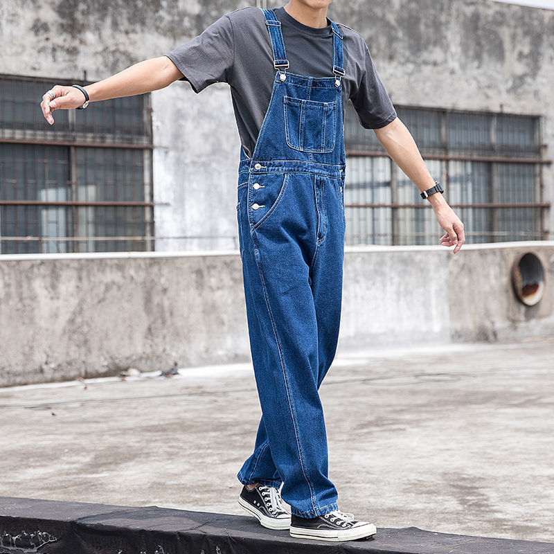 Herren Jeans Latzhose Denim weit