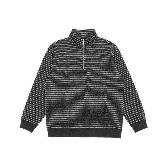 Herren Feinstrick-Halbzip-Pullover mit Stehkragen und feinen Streifen Shop Nory