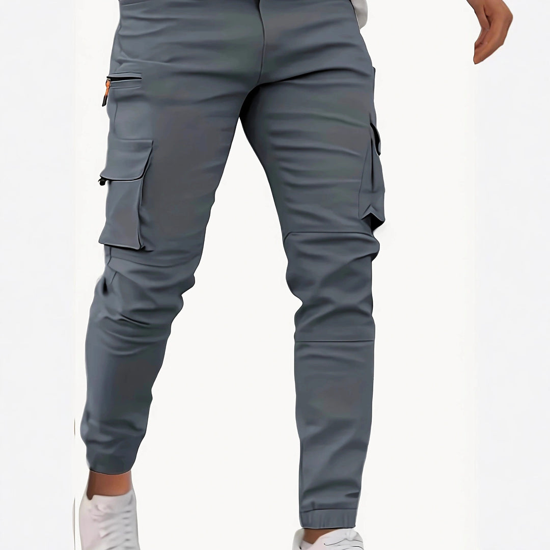Herren Tapered Cargo-Jogginghose mit Reißverschluss- und Klappentaschen Shop Nory