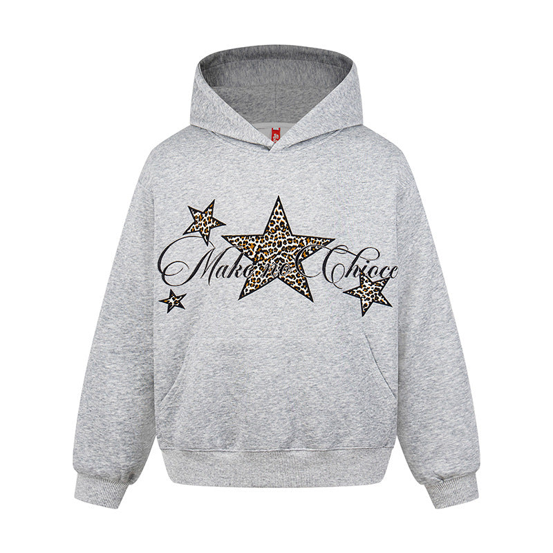 Damen Oversize Kapuzenpullover mit Kängurutasche und Leo‑Stern‑Print Shop Nory
