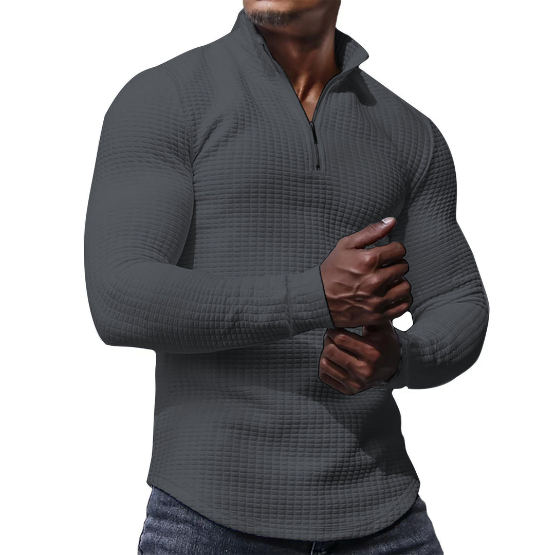 Herren Waffelstrick-Langarmshirt mit kurzem Reißverschluss Shop Nory