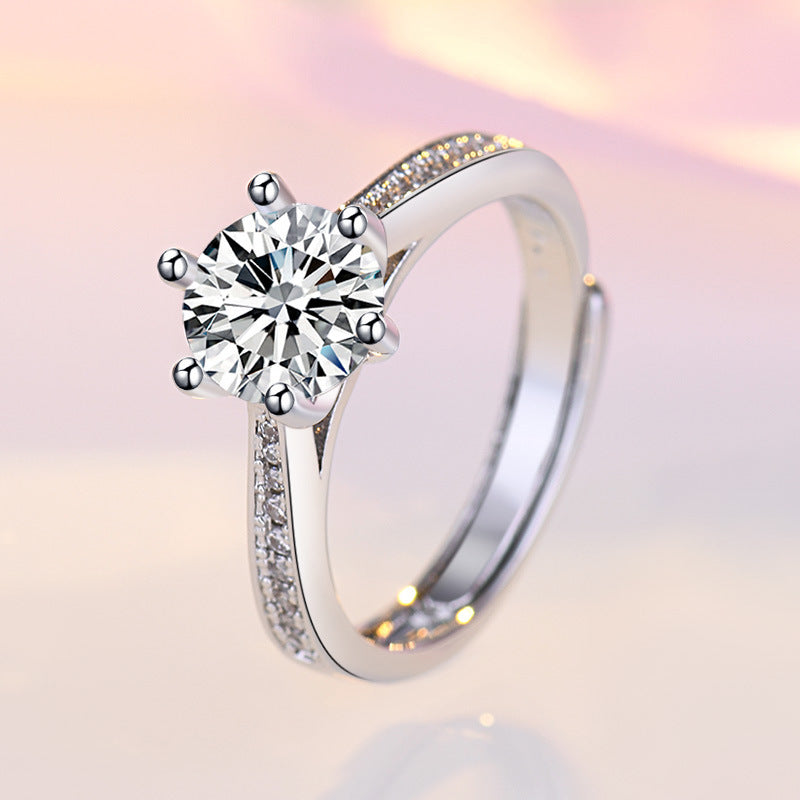 Damen zierlicher Verlobungsring mit glänzendem Zirkonia-Besatz Shop Nory