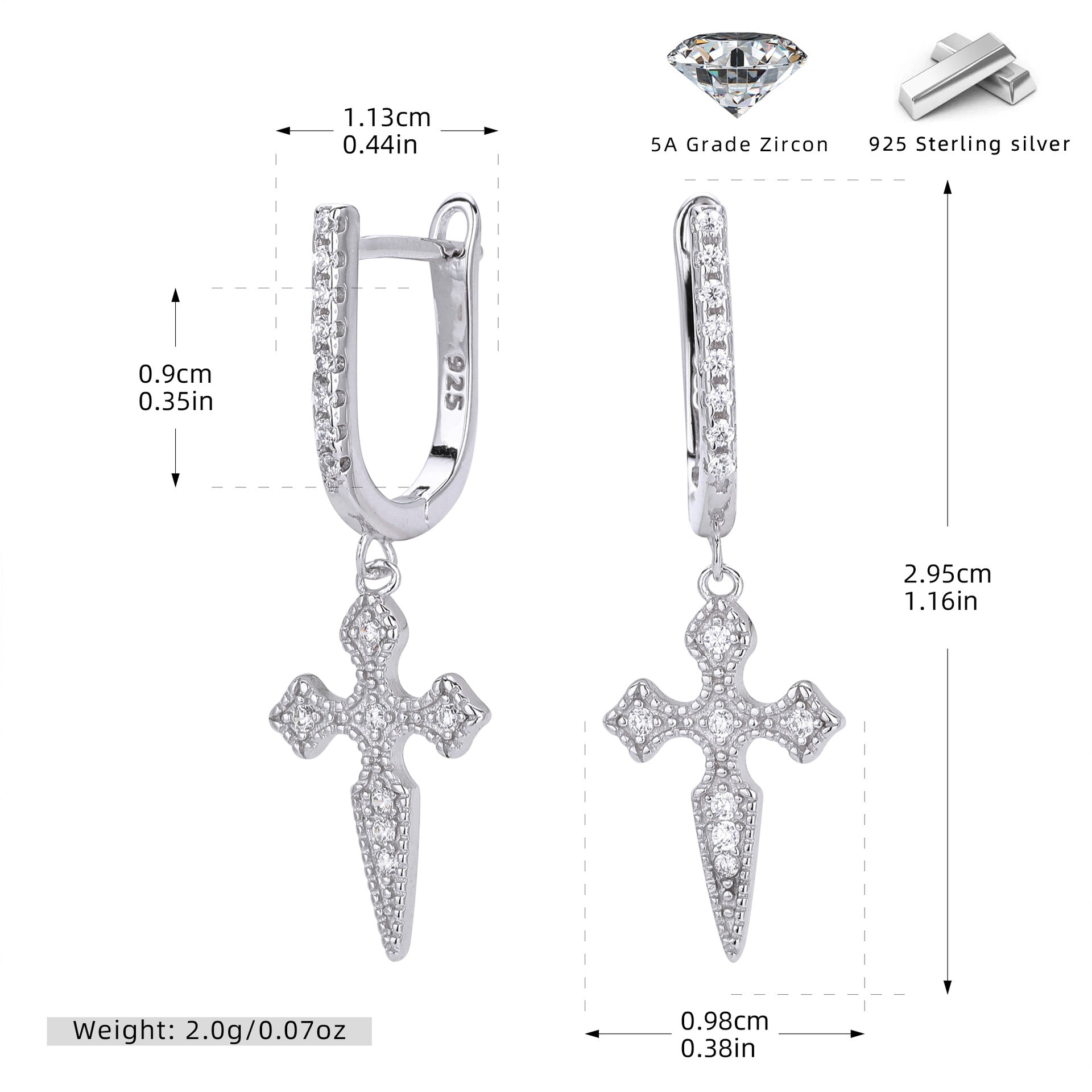 Damen Ohrhänger mit Kreuzdesign Shop Nory