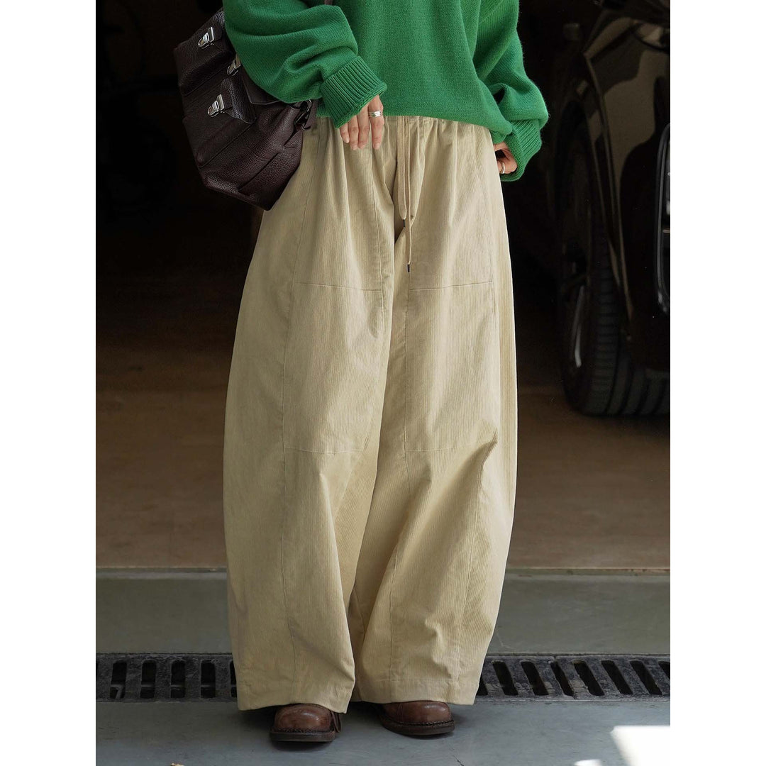 Damen Locker geschnittene Cord-Ballonhose mit Tunnelzugbund und großen Vordertaschen Shop Nory