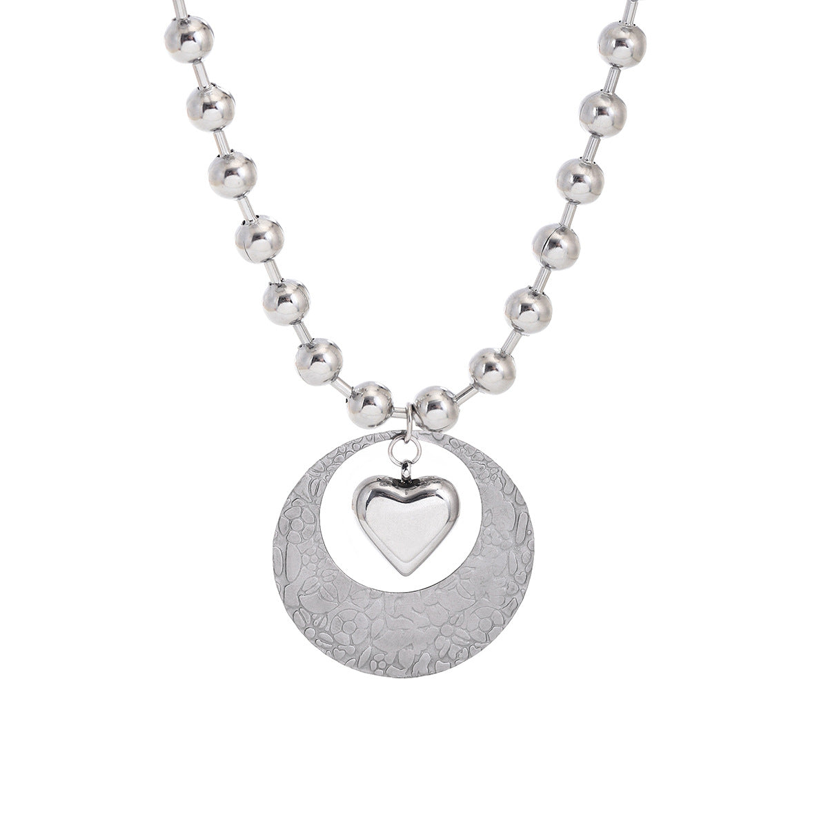 Damen Halskette mit herzförmigem Anhänger und glänzenden Perlen Shop Nory