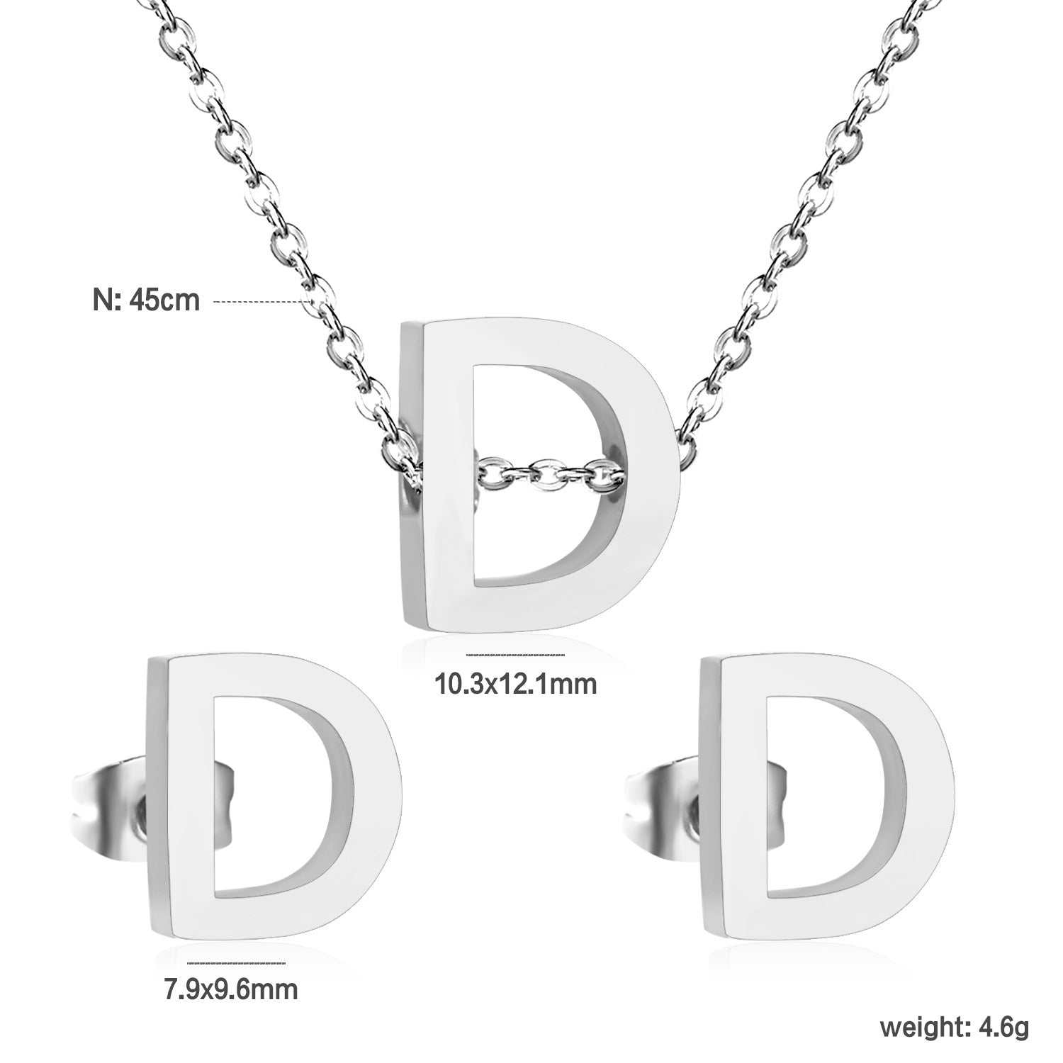 Damen Schmuckset mit K-Anhänger und passenden Ohrsteckern Shop Nory