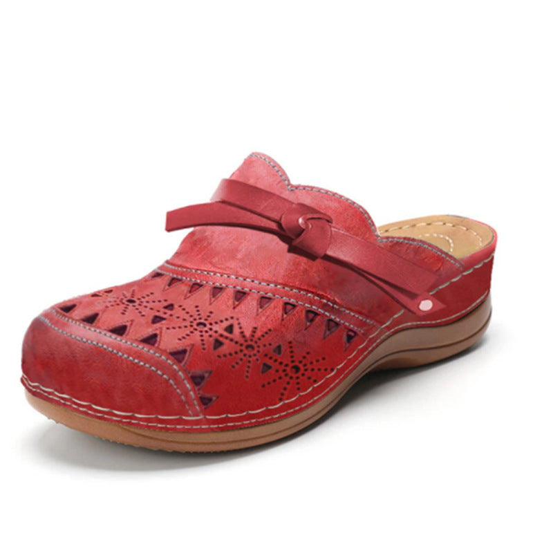 Damen Bequeme Perforierte Clog-Mules mit Knotenriemen und ergonomischem Komfortfußbett Shop Nory