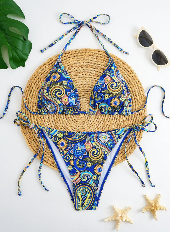 Damen Bikini-Set mit verspieltem BindShopnoryand und buntem Muster