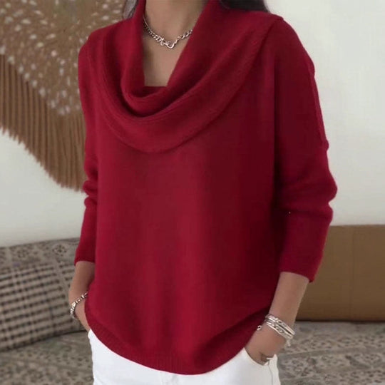Damen Stylischer Bootcut Pullover mit Wasserfall-Ausschnitt Shop Nory