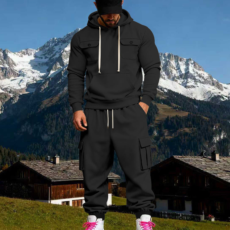 Herren Kapuzen-Sweatherset mit Cargo-Jogger und aufgesetzten Taschen Shop Nory