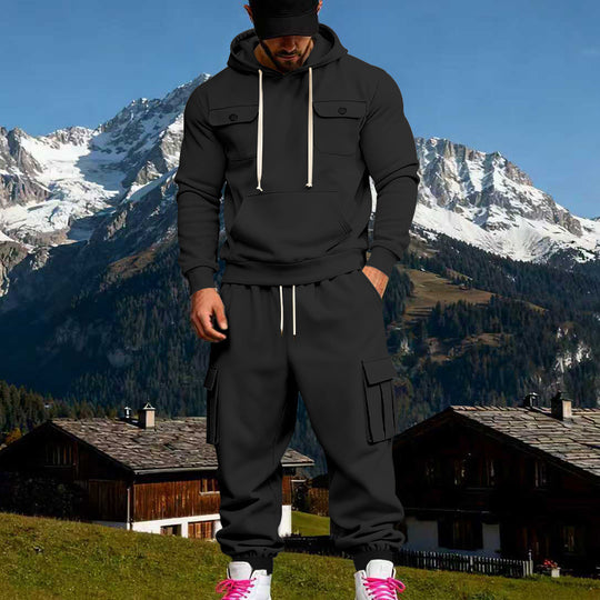 Herren Kapuzen-Sweatherset mit Cargo-Jogger und aufgesetzten Taschen Shop Nory