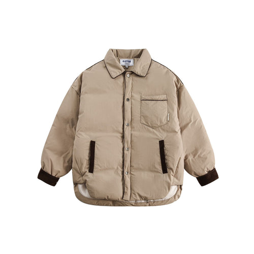 Unisex Kurz geschnittene gesteppte Blousonjacke mit Hemdkragen und Cordbündchen Shop Nory