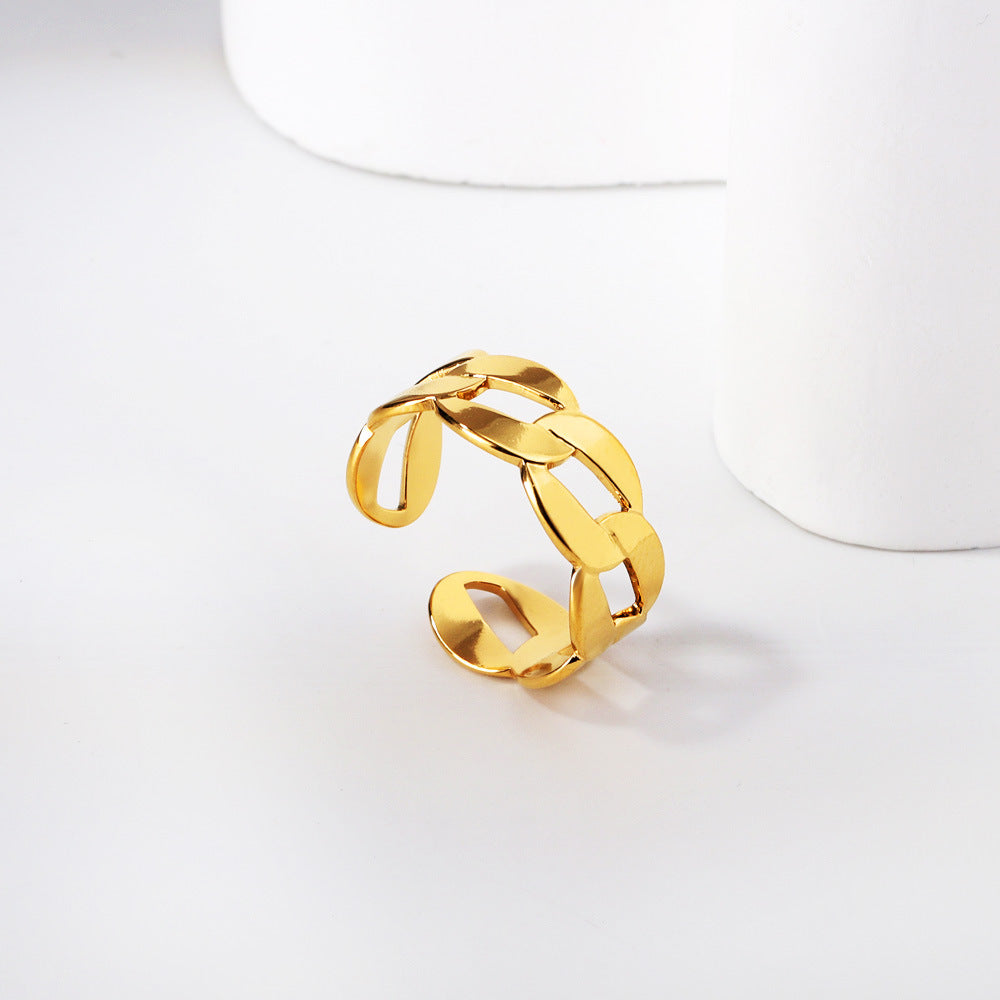 Damen Offener Armreif aus hochwertigem Edelstahl mit goldplattiertem Design Shop Nory
