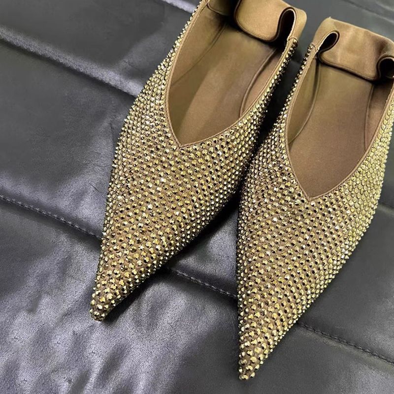 Damen Elegante spitz zulaufende Slipper‑Ballerinas mit Strassnetz und gepolstertem Komfortfußbett Shop Nory