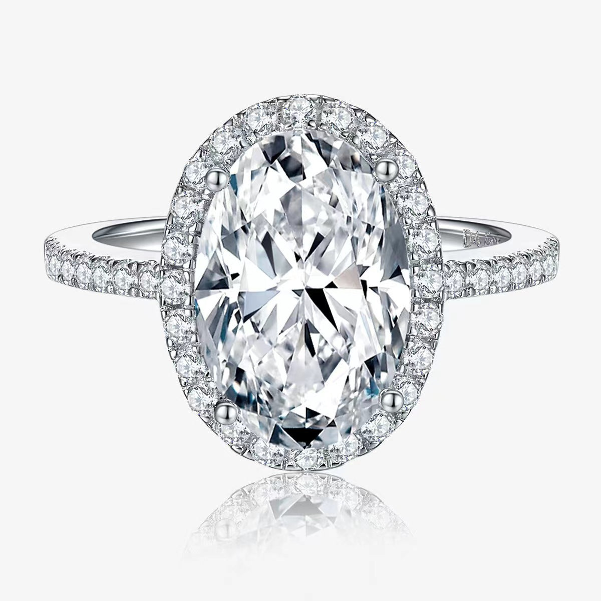 Damen Eleganter Ring mit ovalem Hauptstein und funkelnder Zirkonia-Verzierung Shop Nory