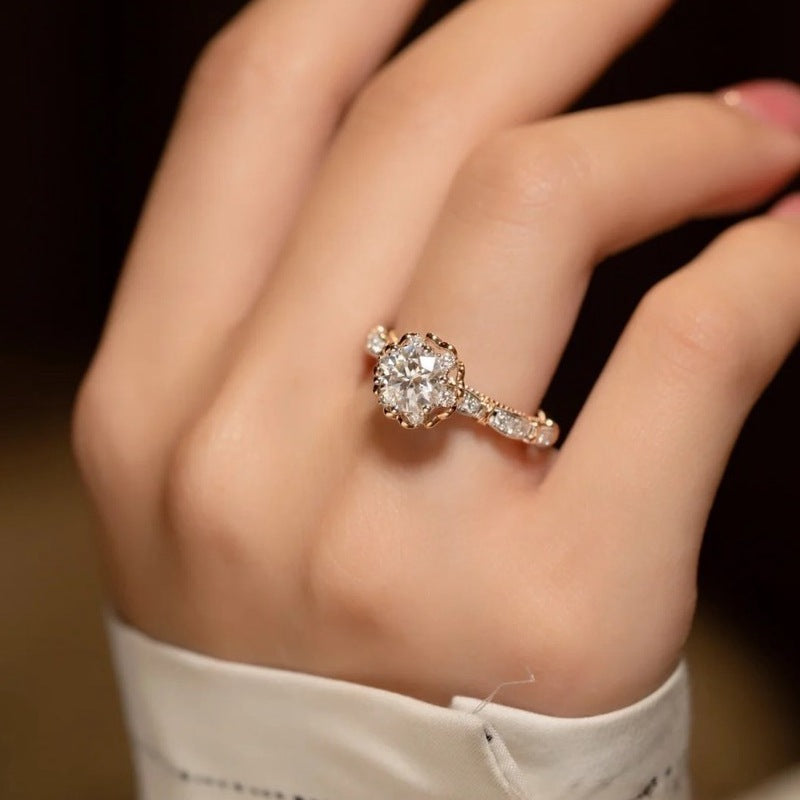 Damen eleganter Solitär-Verlobungsring mit filigranem Design Shop Nory