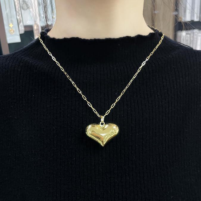 Damen Halskette mit herzförmigem Anhänger aus hochwertigem Edelstahl und elegantem Gliederdesign Shop Nory