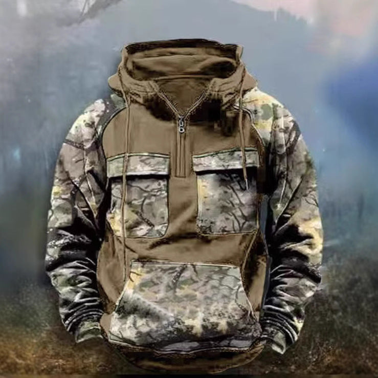 Herren Camouflage Funktionskapuzenpullover