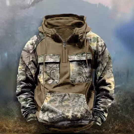 Herren Camouflage Funktionskapuzenpullover