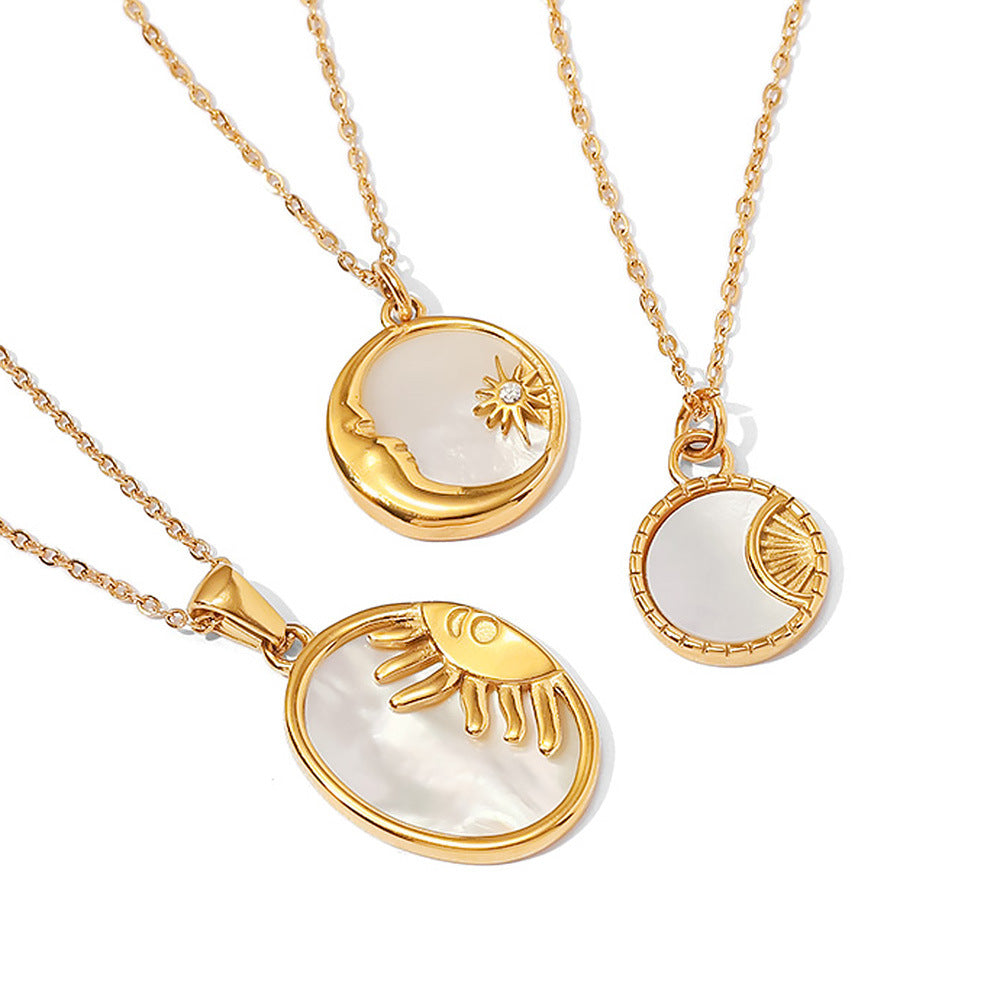 Damen Halskette mit elegantem Mond- und Sonnenanhänger Shop Nory