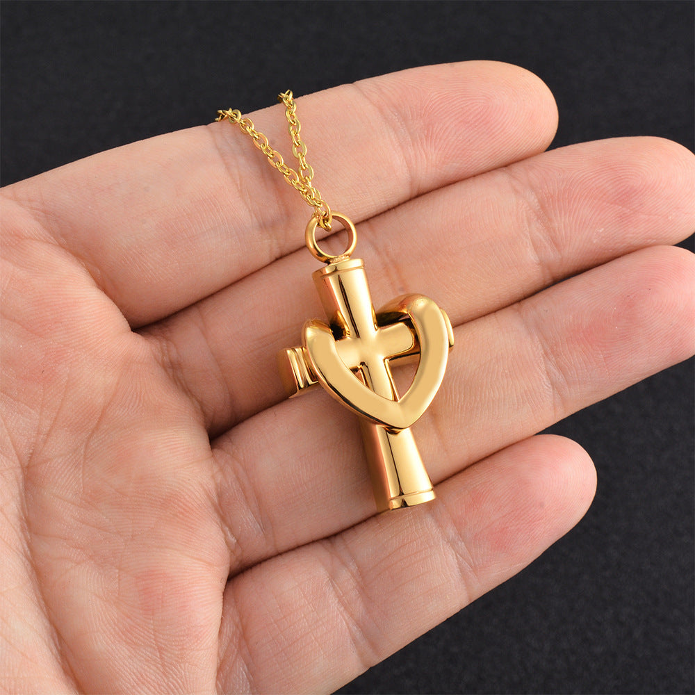 Damen Herz-Kreuz Anhänger mit Gliederkette Shop Nory