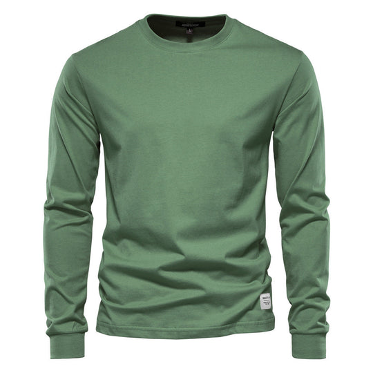 Herren nan klassisches langärmliges Baumwollshirt mit Rundhalsausschnitt und elastischen Bündchen