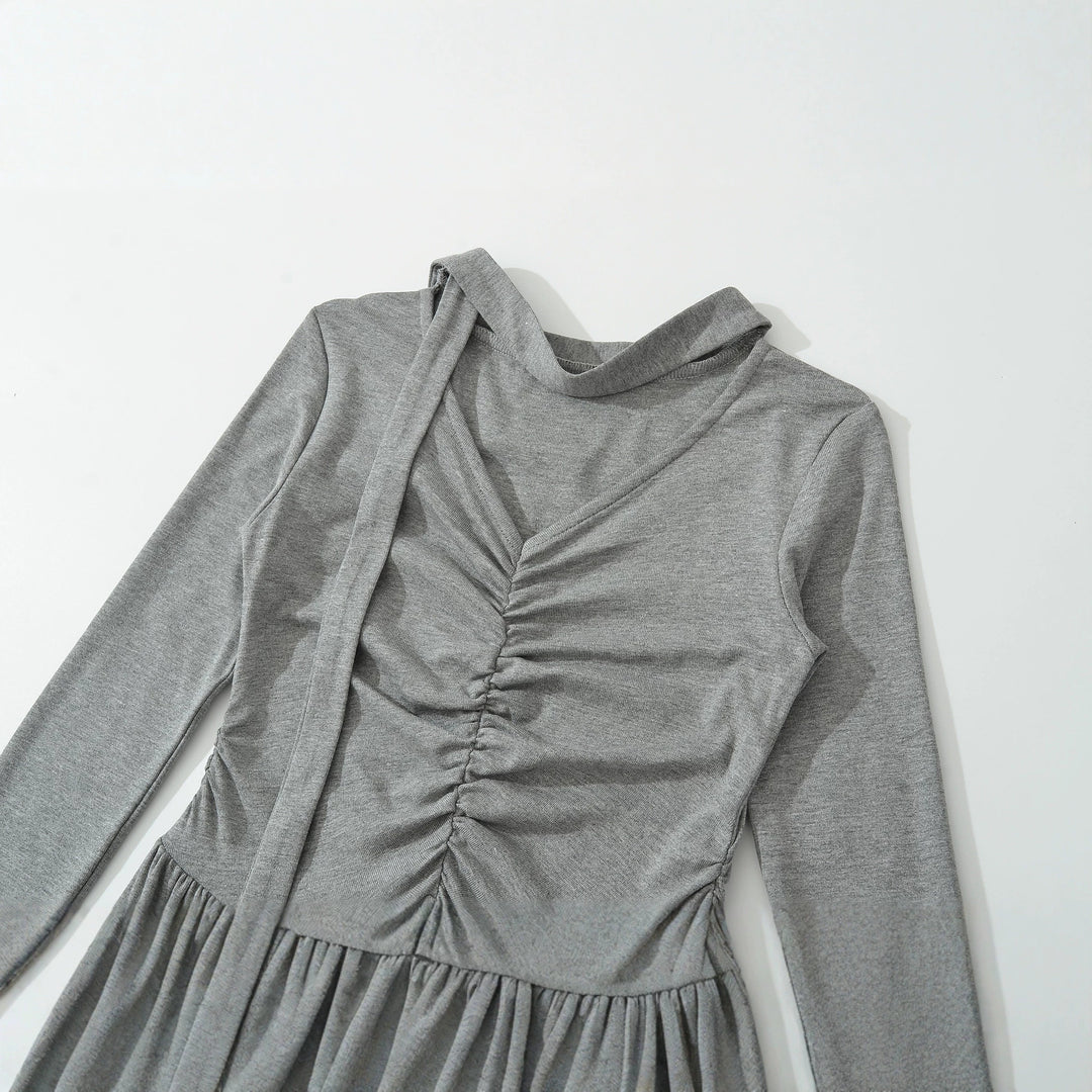 Damen Langes Jersey-Maxikleid mit Raffung, V-Ausschnitt und Bindeschal Shop Nory