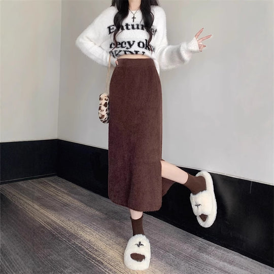 Damen Elegante Maxiskirt mit hohem Bund Shop Nory