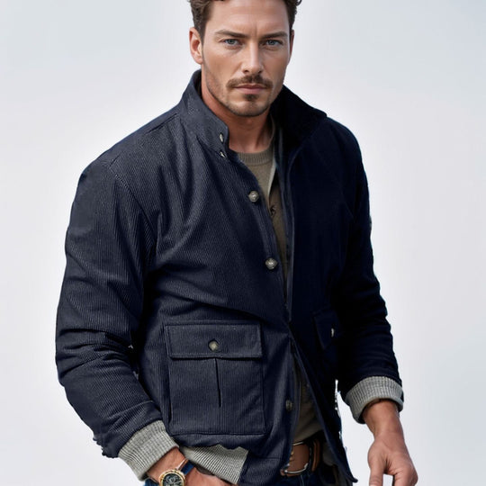 Herren Corduroy-Fieldjacke mit Pattentaschen und Stehkragen Shop Nory