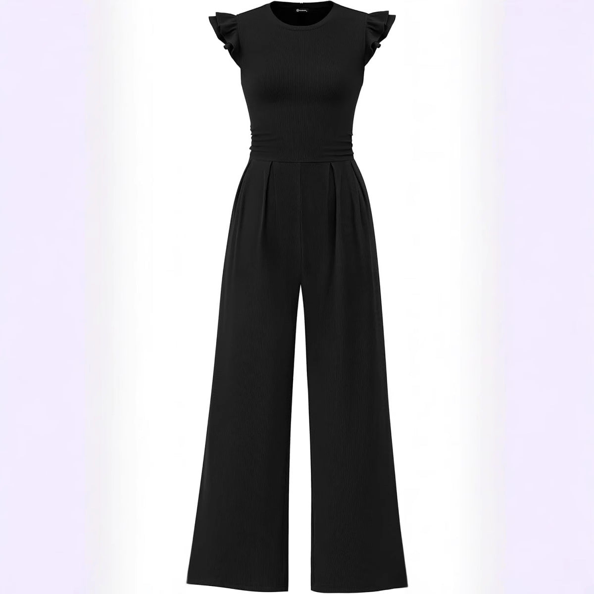Damen eleganter Jumpsuit mit Puffärmeln und weitem Bein