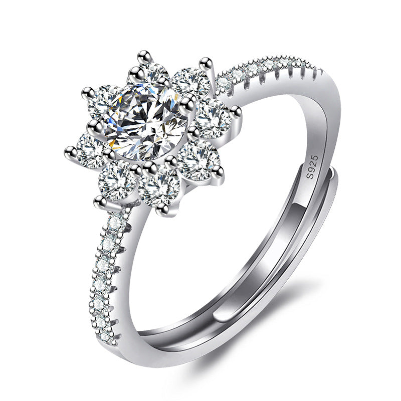 Damen Blumenring mit funkelnden Zirkonia-Steinen Shop Nory