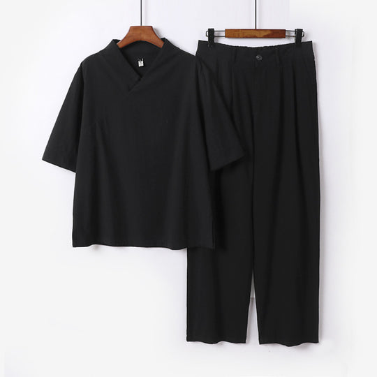 Unisex Locker sitzendes Lounge-Set im Kimono-Stil mit halblangem Arm und elastischer Bundhose Shop Nory