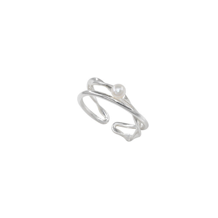 Damen Ring mit elegantem geschwungenem Design und zarter Perle Shop Nory
