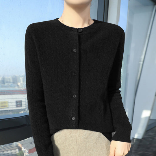 Damen Kurzgeschnitteter Feinstrick-Cardigan mit dezenter Struktur und Rundhalsausschnitt Shop Nory