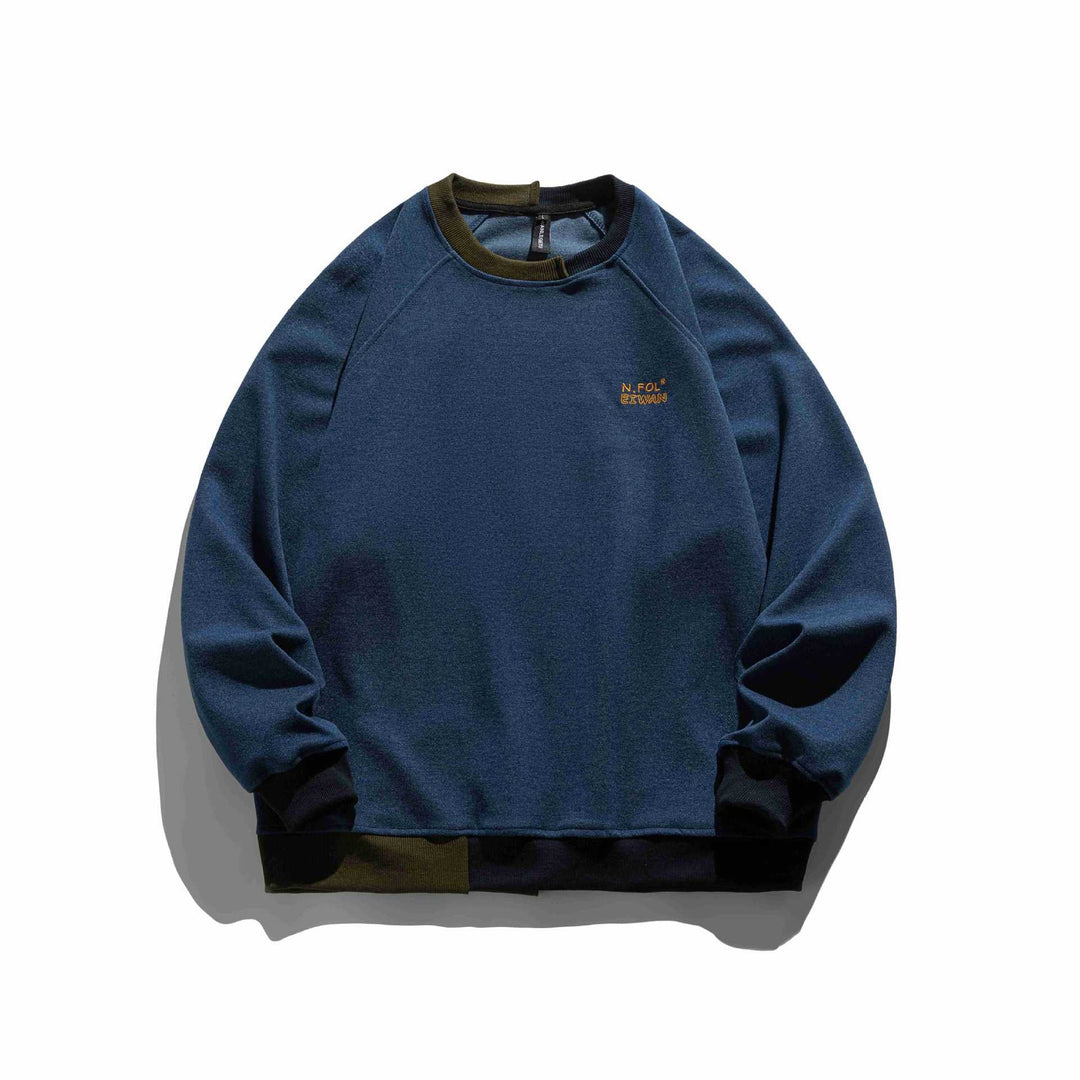 Herren Komfortabler Baumwoll-Sweatshirt mit Kontrastbündchen und Sticklogo Shop Nory