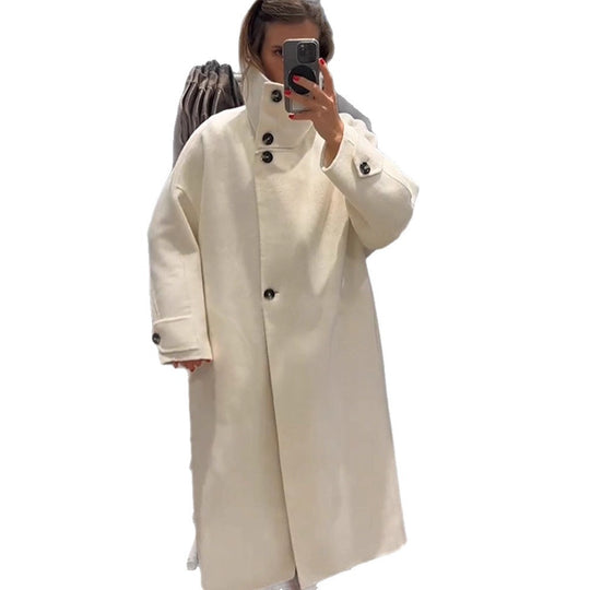 Damen Oversize Wollmix-Mantel mit asymmetrischem Schnitt und hohem Stehkragen Shop Nory
