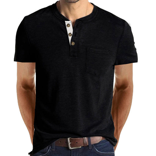 Herren T-Shirt mit strukturiertem Kragen und Brusttasche