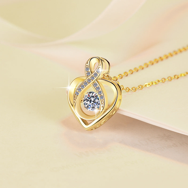 Damen elegante Halskette mit herzförmigem Anhänger und funkelnden Kristallen Shop Nory